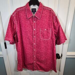 Saddlebred Men’s 2XLT Red Marled Short Sleeve Button Shirt White Stitching